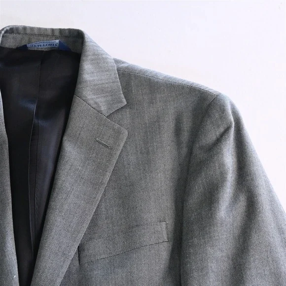 Stafford 42S Gray Herringbone Wool Mens Blazer Jacket Sport Coat‎